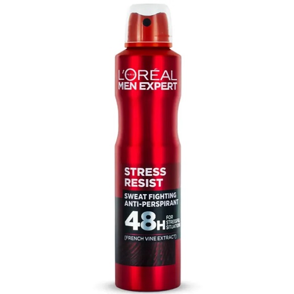 L’Oréal Paris Men Expert 96H Stress Resist Anti-Perspirant Deodorant for Men, 250ml اسپری ضد تعریق مردانه STRESS RESIST لورال