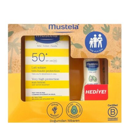 پک لوسیون ضد آفتاب کودک SPF50+ و لوسیون بدن آووکادو موستلا