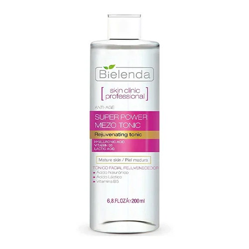 bielenda super power mezo tonic rejuvenating tonic 200ml تونر جوانساز و ضد پیری پوست خشک اسکین کلینیک بی یلندا