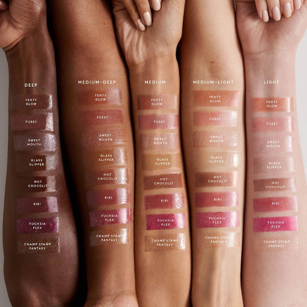 fenty beauty gloss bomb swatch لیپ گلاس Gloss Bomb فنتی بیوتی - تصویر 2