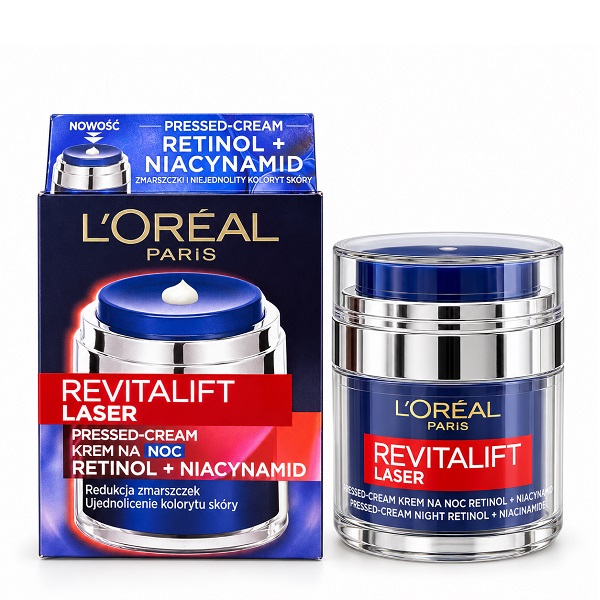 L’Oréal Paris Revitalift Laser Pressed Cream Retinol + Niacinamide Night 50ml کرم ضد چروک شب رتینول و نیاسینامید رویتالیفت لیزر لورال