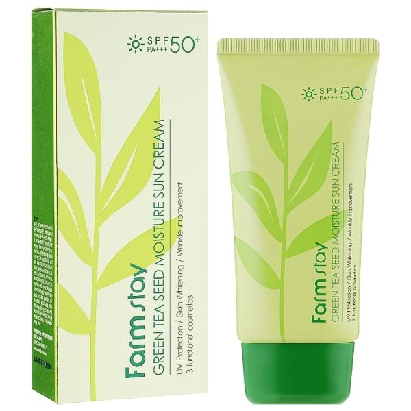 farmstay green tea seed moisture sun cream ضد آفتاب مرطوب کننده چای سبز فارم استی